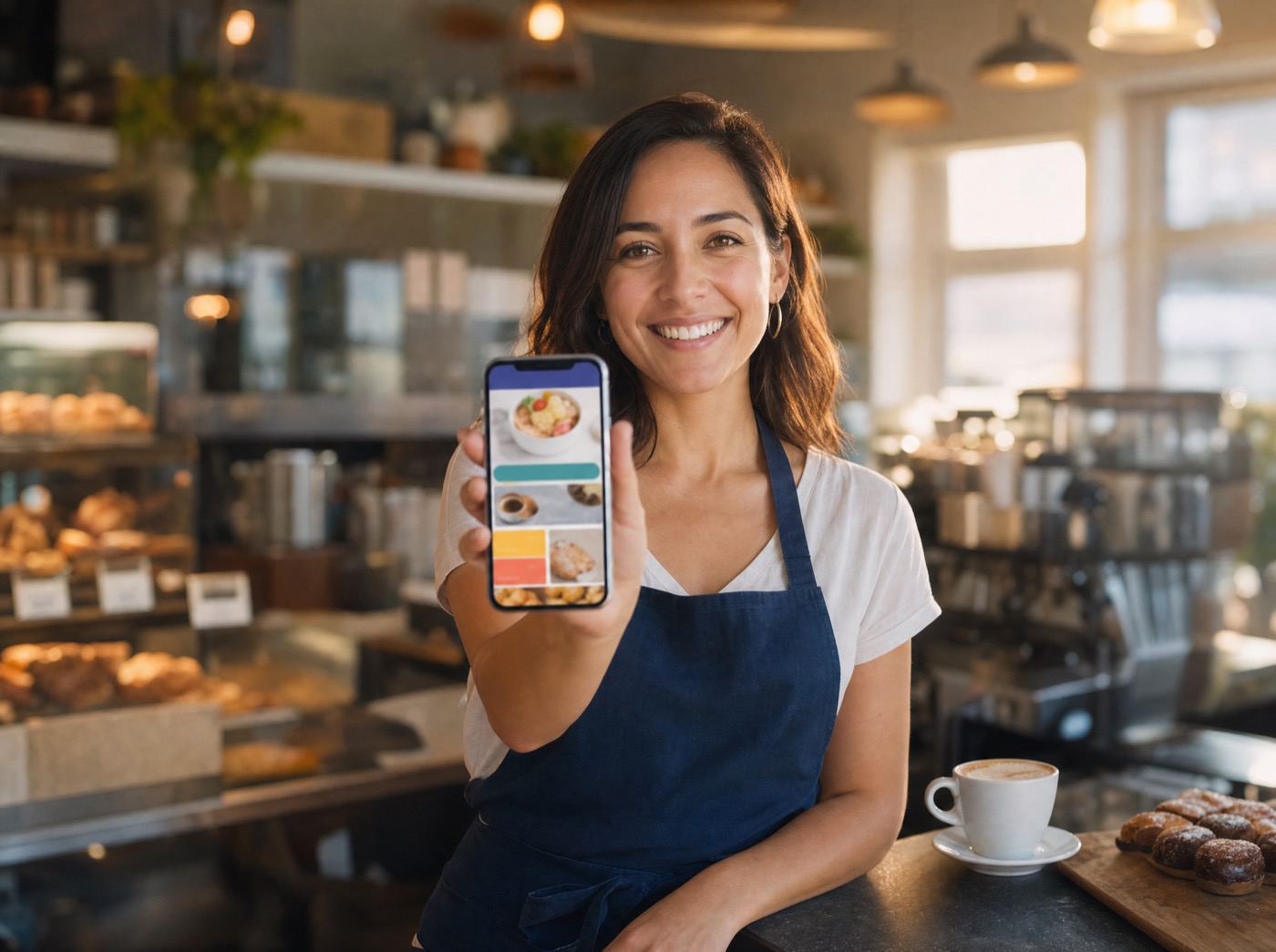 Local business owner showing their LocalSaver deal on their phone